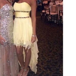 Yellow La Femme High Low Dress